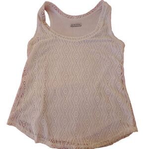 Kokoon Womens White Crochet Sleeveless Tank Top Small